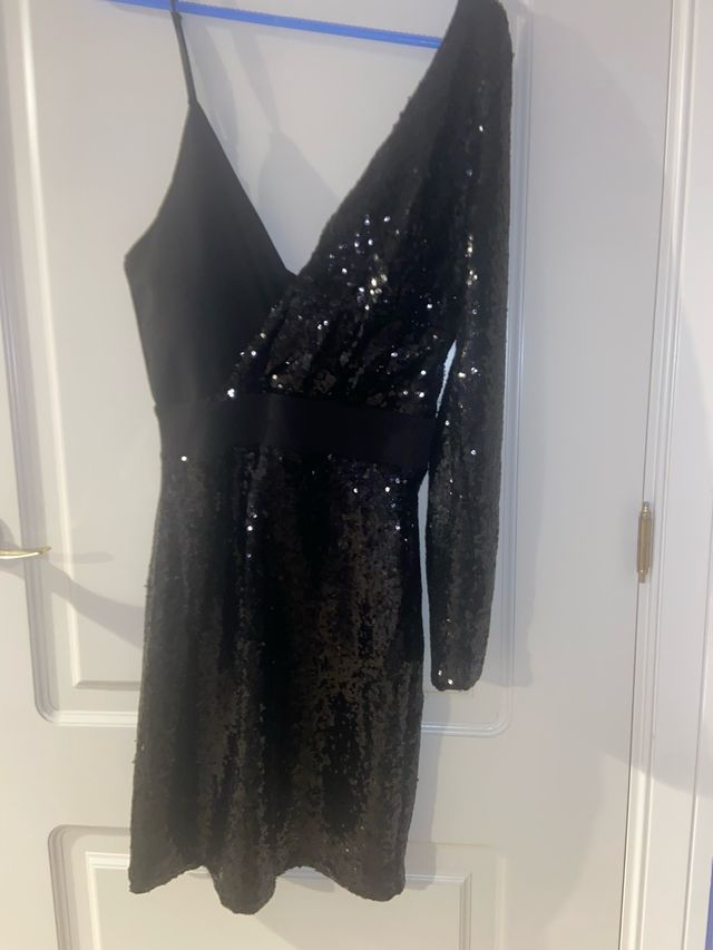 Vestido lentejuelas asimétrico fiesta