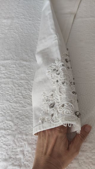 Fracomina Jeans Blancos con Brillantes