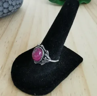 Anillo Rubí Zoisita Natural, Ajustable.