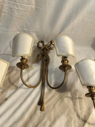 N. 3 Applique da muro ottone dorato con paralumi