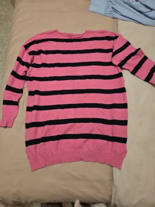 Vestido jersey rayas rosa y negro