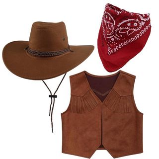 Disfraz Vaquero Sombrero Chaleco Bandana Talla L