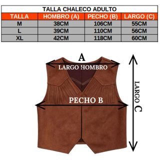 Disfraz Vaquero Sombrero Chaleco Bandana Talla L