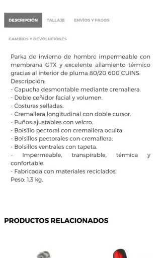 Parka Trangoworld Inobe GoreTex y plumas hombre