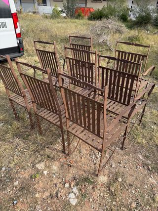 Conjunto 8 Sillas Hierro Terraza Antiguas
