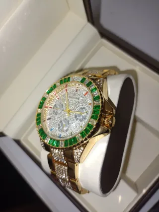 Reloj Skyline Dorado con Bisel Verde