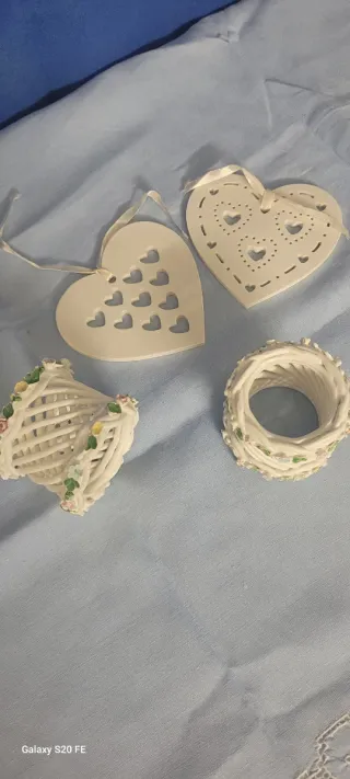 Set decorazioni Natale in ceramica bianca