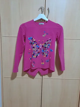 Camiseta mariposas niña rosa