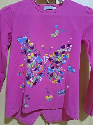 Camiseta mariposas niña rosa