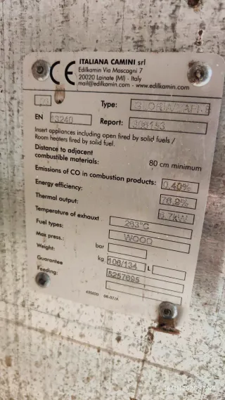 Stufa a legna italiana Camini nera e rossa