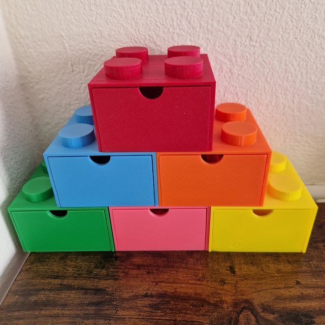 6 Scatole impilabili stile Lego, nuove