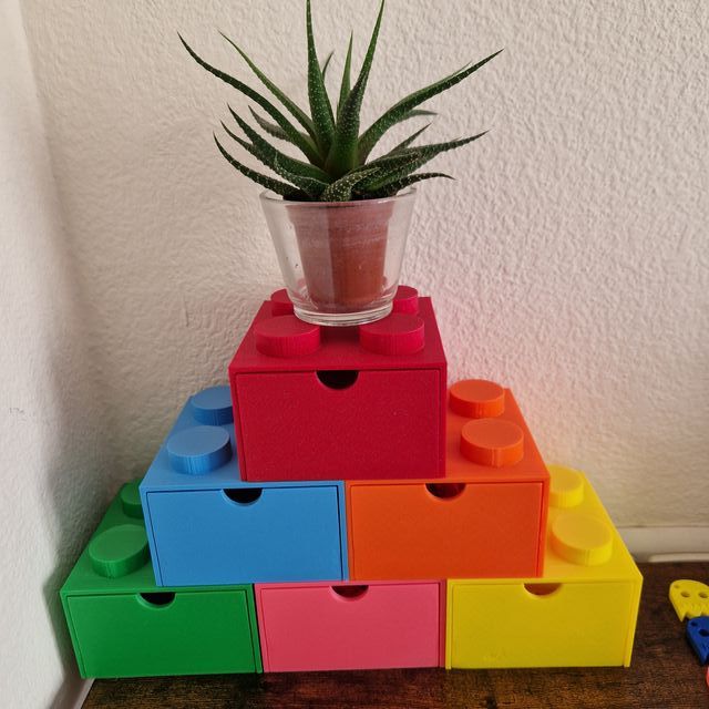 6 Scatole impilabili stile Lego, nuove