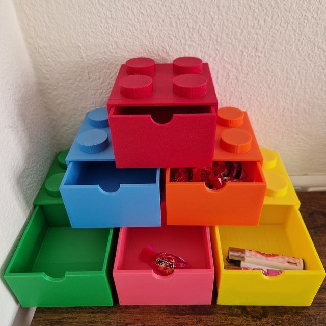 6 Scatole impilabili stile Lego, nuove