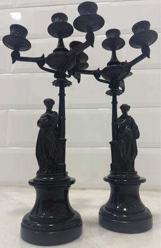 EXCLUSIVOS CANDELABROS BRONCE MÁRMOL FRANCIA XIX