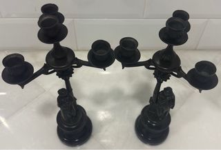 EXCLUSIVOS CANDELABROS BRONCE MÁRMOL FRANCIA XIX