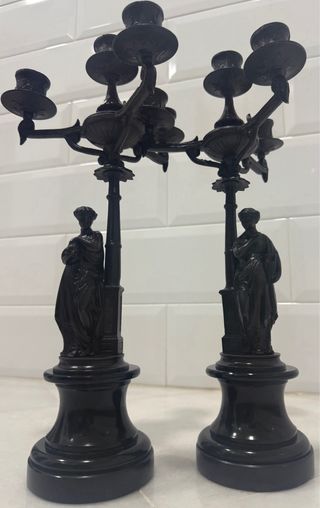 EXCLUSIVOS CANDELABROS BRONCE MÁRMOL FRANCIA XIX