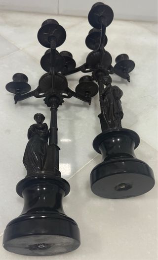 EXCLUSIVOS CANDELABROS BRONCE MÁRMOL FRANCIA XIX