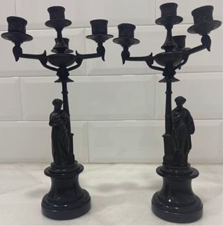 EXCLUSIVOS CANDELABROS BRONCE MÁRMOL FRANCIA XIX