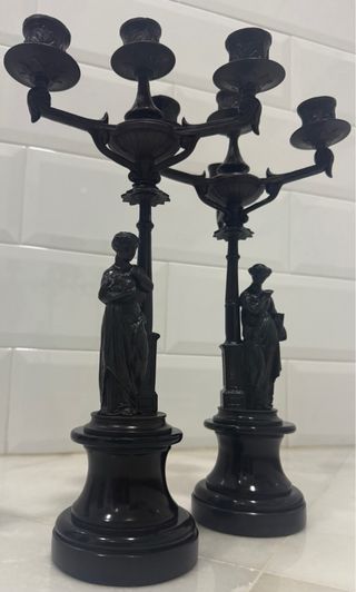 EXCLUSIVOS CANDELABROS BRONCE MÁRMOL FRANCIA XIX