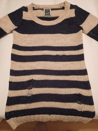 Jersey rayas beige y azul talla M