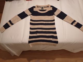Jersey rayas beige y azul talla M