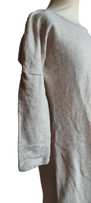 Vestido beige manga tres cuartos