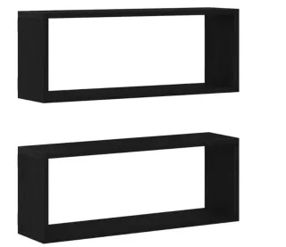 Estantes de pared vidaXL Roble Negro x2