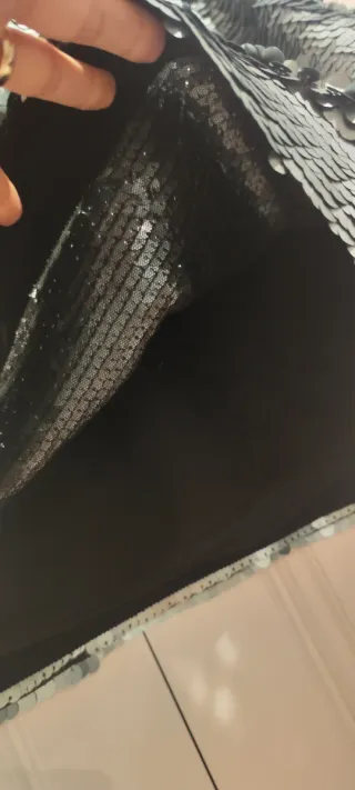 Falda Mango Lentejuelas Verde Talla M