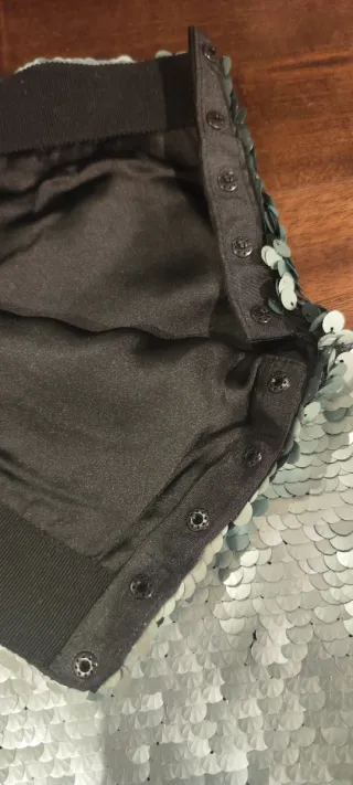 Falda Mango Lentejuelas Verde Talla M