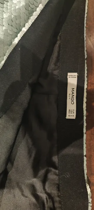 Falda Mango Lentejuelas Verde Talla M