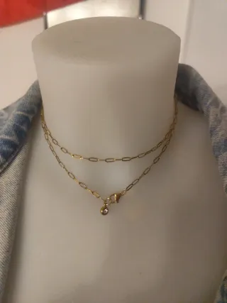 Cadena de acero inoxidable dorada con colgante