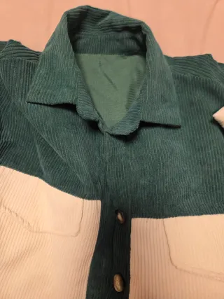 Sobrecamisa de pana beige y verde