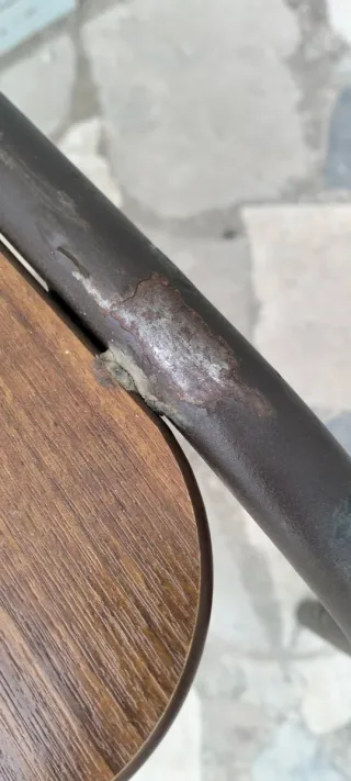 4 Sillas industriales hierro y madera