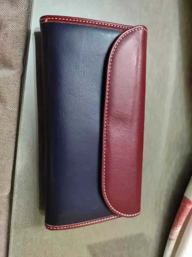 Cartera monedero polipiel mujer azul y rojo