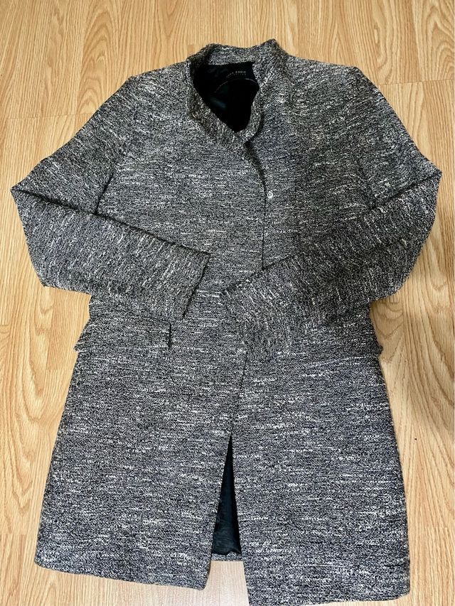 Chaqueta jaspeada mujer gris
