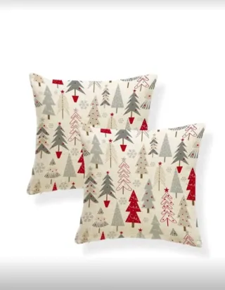 2 Fodere per Cuscino 45x45 Natale Alberi