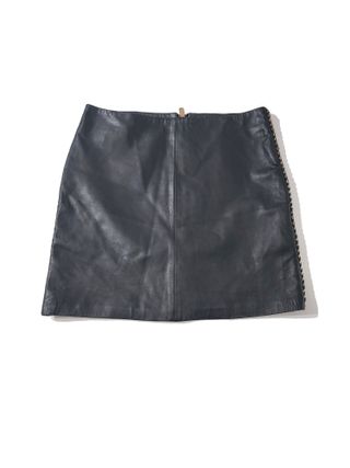 Mango Suit/ Minifalda de cuero genuino negro 34