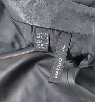 Mango Suit/ Minifalda de cuero genuino negro 34