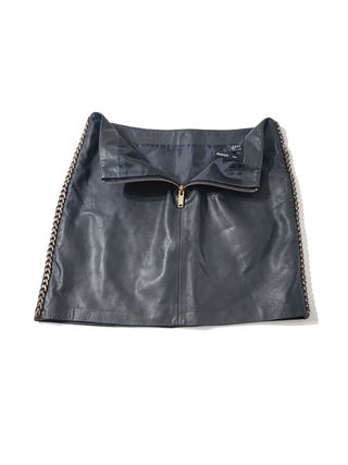 Mango Suit/ Minifalda de cuero genuino negro 34