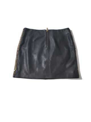 Mango Suit/ Minifalda de cuero genuino negro 34