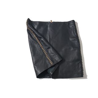 Mango Suit/ Minifalda de cuero genuino negro 34