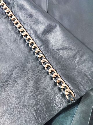 Mango Suit/ Minifalda de cuero genuino negro 34