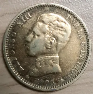 Moneda 1 Peseta Alfonso XIII 1903 Plata España