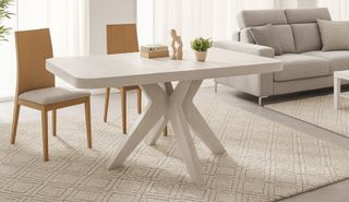 Mesa Comedor Extensible Madera Beige/Blanco