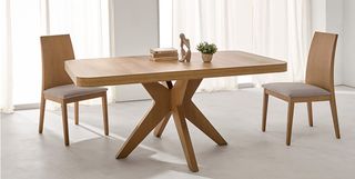 Mesa Comedor Extensible Madera Beige/Blanco