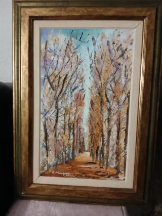 Cuadro antiguo paisaje bosque