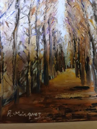 Cuadro antiguo paisaje bosque