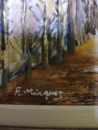 Cuadro antiguo paisaje bosque