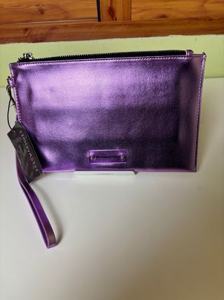 Bolso metálico morado Pacomartínez clutch premium