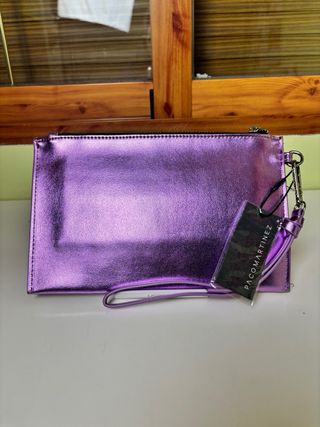 Bolso metálico morado Pacomartínez clutch premium